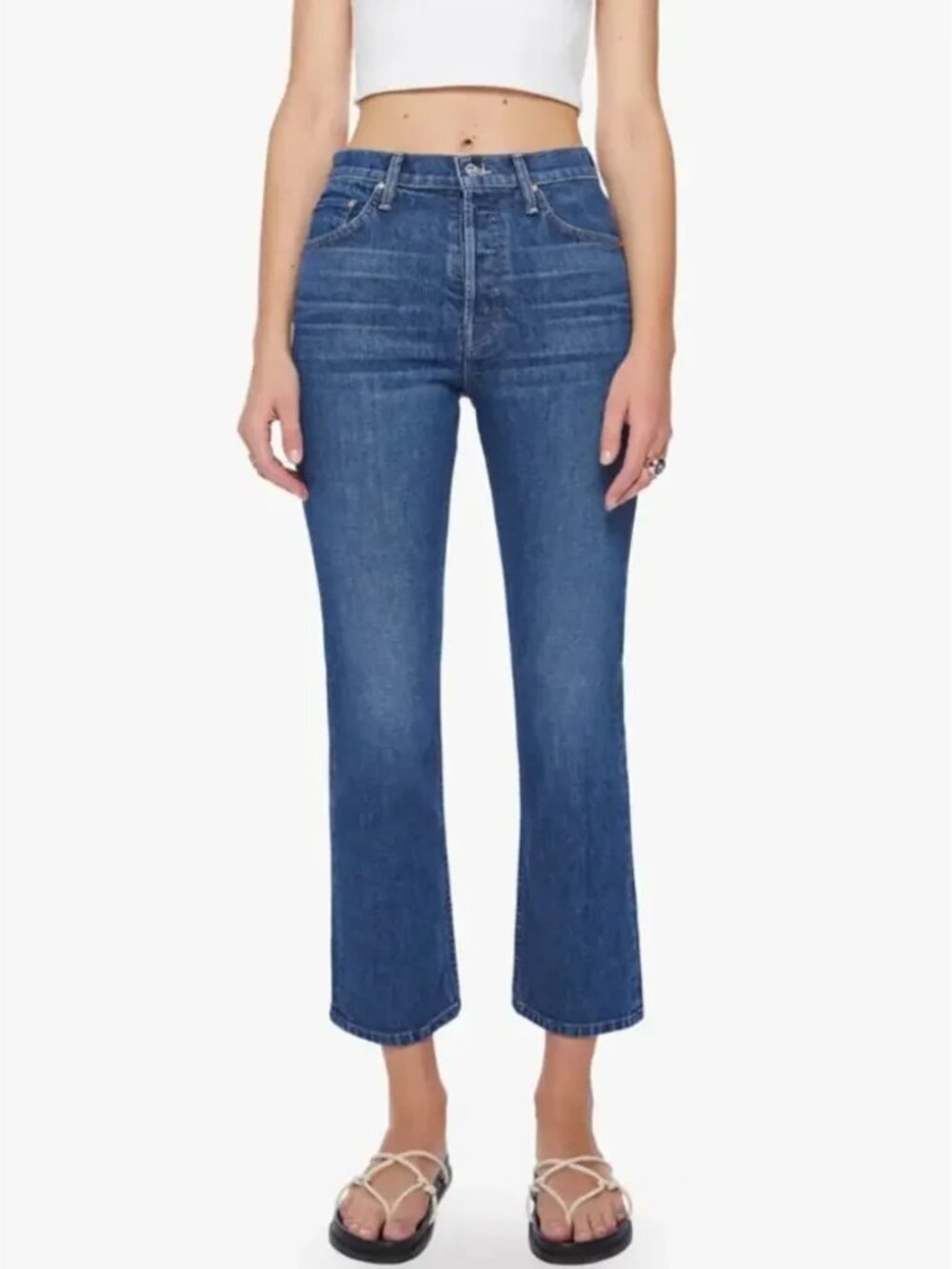 Mother Superior The Tomcat Ankle High-Rise Straight Leg Jeans Cannonball Size 25